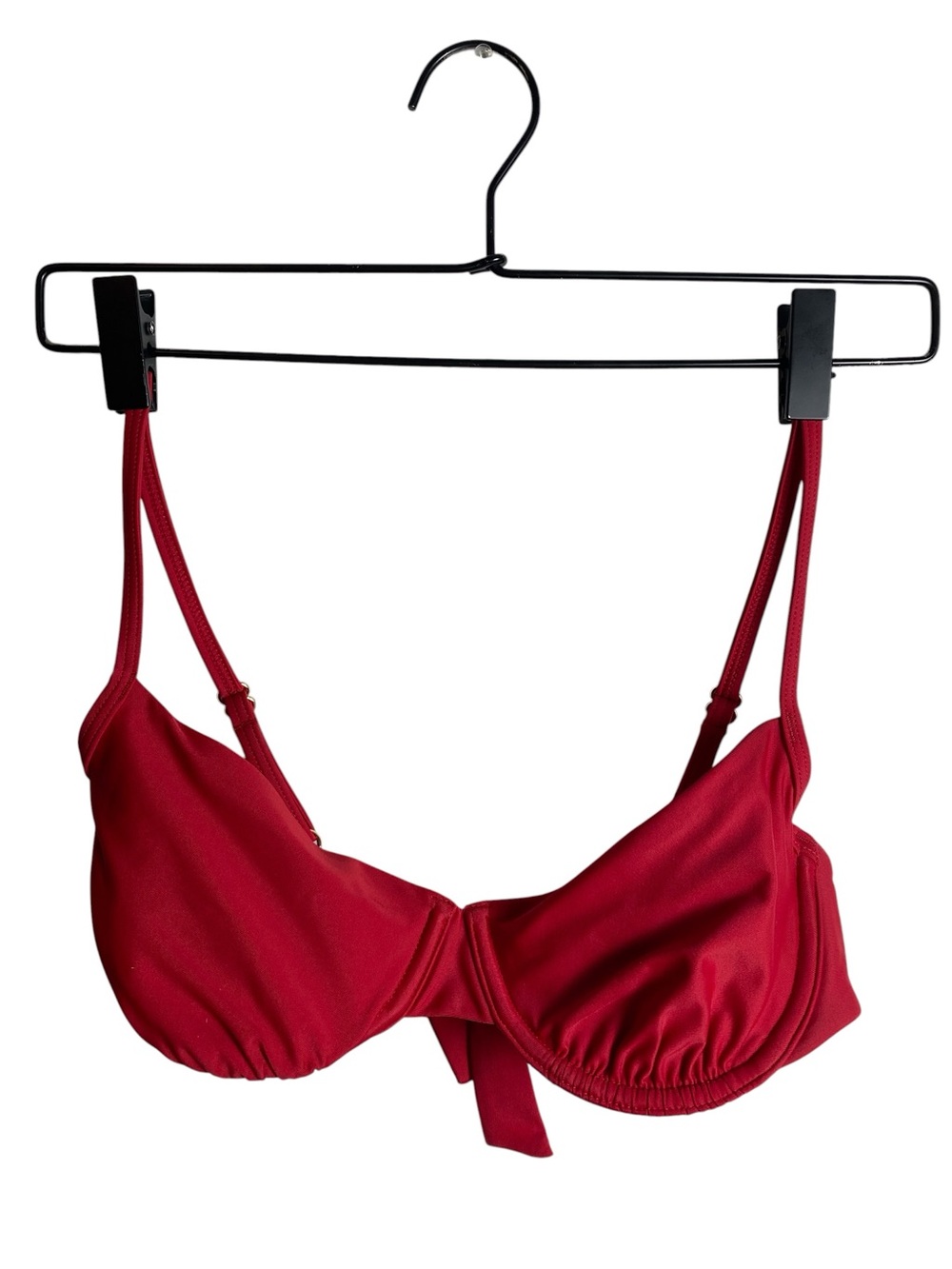 Quince Underwire Bikini Top Tie Back Ruched Demi cup Swim